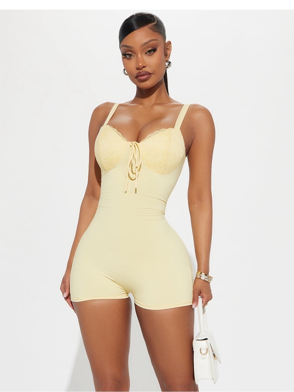 Fashion Nova Butter Yellow Romper